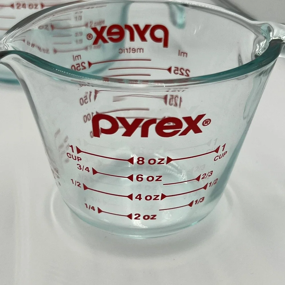 Pyrex Glass Measuring Cup Set 3-Piece Clear Kitchen Basics New